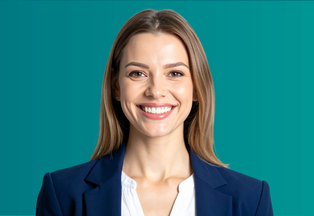 Friendly dental advisor smiling confidently